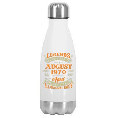 53rd Birthday Vintage Legends Born In August 1970 Gift Stainless Steel Insulated Water Bottle