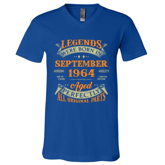 59th Birthday Vintage Legends Born In September 1964 Gift V-Neck T-Shirt