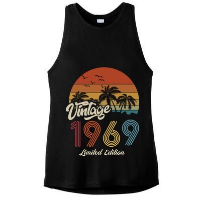 54th Birthday Vintage Limited Edition 1969 Ladies PosiCharge Tri-Blend Wicking Tank