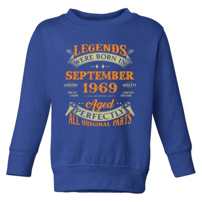 54th Birthday Vintage Legends Born In September 1969 Gift Toddler Sweatshirt