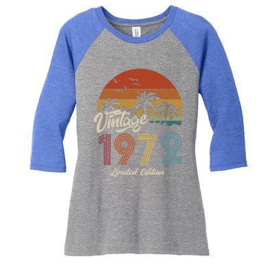 51st Birthday Vintage Limited Edition 1972 Women's Tri-Blend 3/4-Sleeve Raglan Shirt