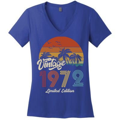 51st Birthday Vintage Limited Edition 1972 Women's V-Neck T-Shirt