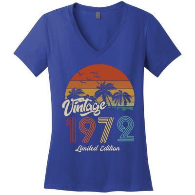 51st Birthday Vintage Limited Edition 1972 Women's V-Neck T-Shirt