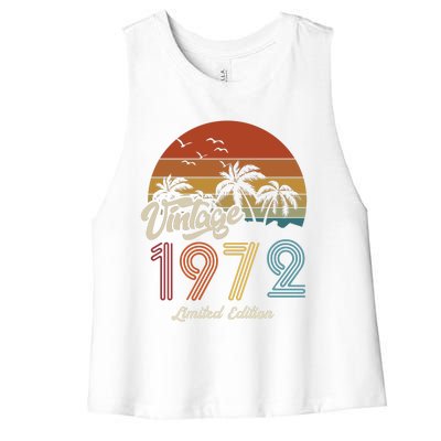 51st Birthday Vintage Limited Edition 1972 Women's Racerback Cropped Tank