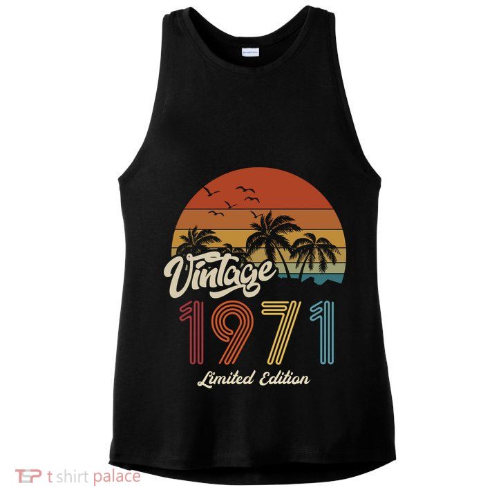 52nd Birthday Vintage Limited Edition 1971 Ladies PosiCharge Tri-Blend Wicking Tank