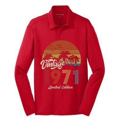 52nd Birthday Vintage Limited Edition 1971 Silk Touch Performance Long Sleeve Polo