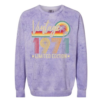 53rd Birthday Vintage 1971 53 Years Old Retro Colorblast Crewneck Sweatshirt