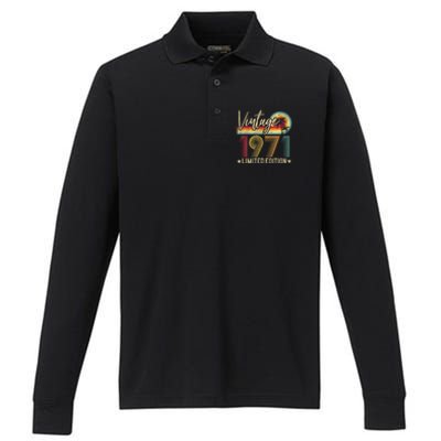 53rd Birthday Vintage 1971 53 Years Old Retro Performance Long Sleeve Polo