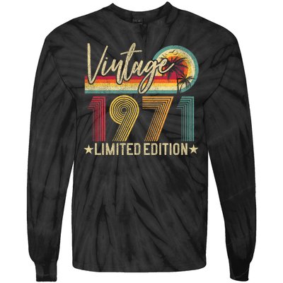 53rd Birthday Vintage 1971 53 Years Old Retro Tie-Dye Long Sleeve Shirt