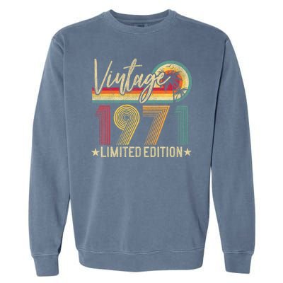 53rd Birthday Vintage 1971 53 Years Old Retro Garment-Dyed Sweatshirt