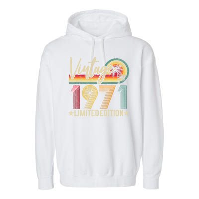 53rd Birthday Vintage 1971 53 Years Old Retro Garment-Dyed Fleece Hoodie