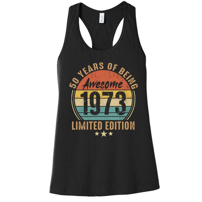 50th Birthday Vintage Limited Edition 1973 Women's Racerback Tank