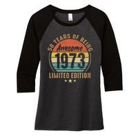 50th Birthday Vintage Limited Edition 1973 Women's Tri-Blend 3/4-Sleeve Raglan Shirt