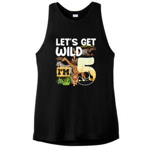 5th Birthday Zoo Safari Jungle Animal | Lets Get Wild Im 5 Ladies PosiCharge Tri-Blend Wicking Tank