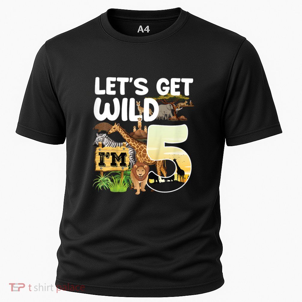 5th Birthday Zoo Safari Jungle Animal | Lets Get Wild Im 5 Performance Shirt
