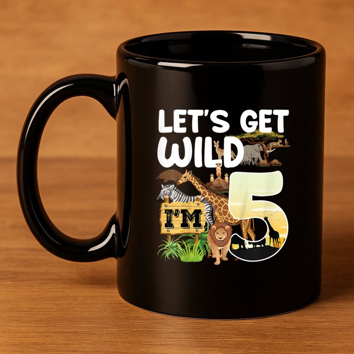 5th Birthday Zoo Safari Jungle Animal | Lets Get Wild Im 5 11oz C Handle Ceramic Mug