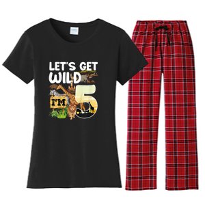 5th Birthday Zoo Safari Jungle Animal | Lets Get Wild Im 5 Women's Flannel Pajama Set