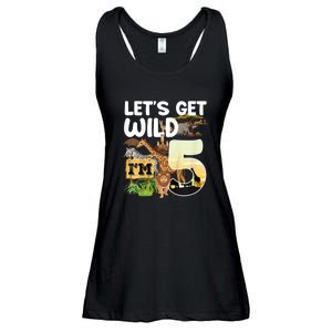 5th Birthday Zoo Safari Jungle Animal | Lets Get Wild Im 5 Ladies Essential Flowy Tank