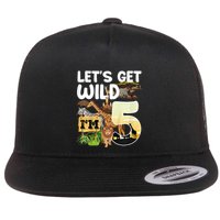 5th Birthday Zoo Safari Jungle Animal | Lets Get Wild Im 5 Flat Bill Trucker Hat