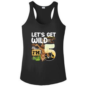 5th Birthday Zoo Safari Jungle Animal | Lets Get Wild Im 5 Ladies PosiCharge Competitor Racerback Tank