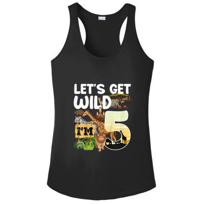 5th Birthday Zoo Safari Jungle Animal | Lets Get Wild Im 5 Ladies PosiCharge Competitor Racerback Tank
