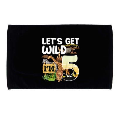 5th Birthday Zoo Safari Jungle Animal | Lets Get Wild Im 5 Microfiber Hand Towel