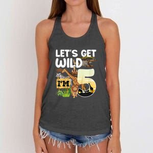 5th Birthday Zoo Safari Jungle Animal | Lets Get Wild Im 5 Women's Knotted Racerback Tank