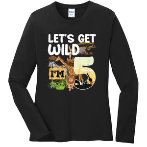 5th Birthday Zoo Safari Jungle Animal | Lets Get Wild Im 5 Ladies Long Sleeve Shirt