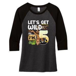 5th Birthday Zoo Safari Jungle Animal | Lets Get Wild Im 5 Women's Tri-Blend 3/4-Sleeve Raglan Shirt