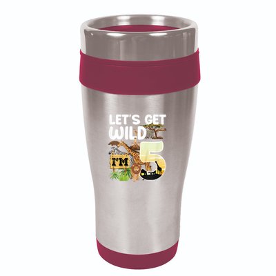 5th Birthday Zoo Safari Jungle Animal | Lets Get Wild Im 5 16oz Travel Tumbler
