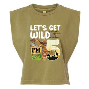 5th Birthday Zoo Safari Jungle Animal | Lets Get Wild Im 5 Garment-Dyed Women's Muscle Tee