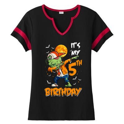 5th Birthday Zombie Halloween Costume Dabbing Undead Party  Ladies Halftime Notch Neck Tee