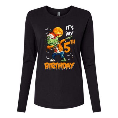 5th Birthday Zombie Halloween Costume Dabbing Undead Party  Womens Cotton Relaxed Long Sleeve T-Shirt