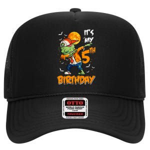 5th Birthday Zombie Halloween Costume Dabbing Undead Party  High Crown Mesh Back Trucker Hat