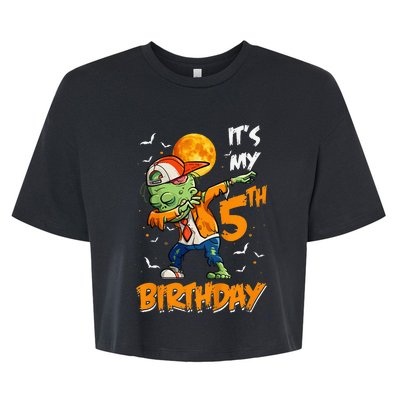 5th Birthday Zombie Halloween Costume Dabbing Undead Party  Bella+Canvas Jersey Crop Tee