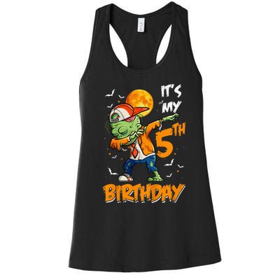 5th Birthday Zombie Halloween Costume Dabbing Undead Party  Women's Racerback Tank