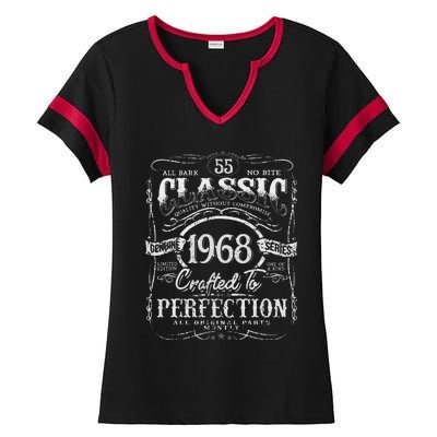 55th Classic Birthday gift 55 Perfection 1968 Birthday Ladies Halftime Notch Neck Tee