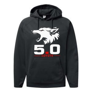 5.0 Coyote Distressed Gift Idea For Adorable Performance Fleece Hoodie