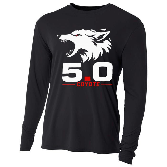 5.0 Coyote Distressed Gift Idea For Adorable Cooling Performance Long Sleeve Crew