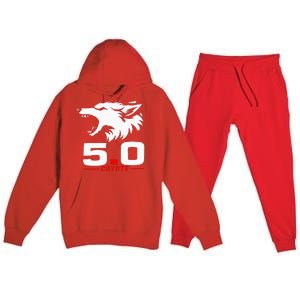 5.0 Coyote Distressed Gift Idea For Adorable Premium Hooded Sweatsuit Set