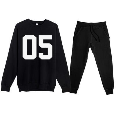 5 Cool Distressed Birthday Lucky Number Player 5th Premium Crewneck Sweatsuit Set