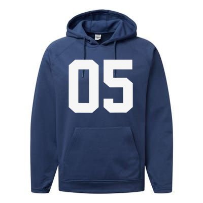 5 Cool Distressed Birthday Lucky Number Player 5th Performance Fleece Hoodie