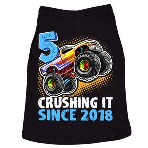 5 Crushing It Since 2018 Monster Truck 5th Birthday Boy Doggie Tank