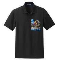 5 Crushing It Since 2018 Monster Truck 5th Birthday Boy Dry Zone Grid Polo