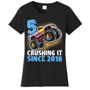 5 Crushing It Since 2018 Monster Truck 5th Birthday Boy Women's T-Shirt