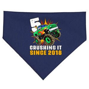 5 Crushing It Since 2018 Monster Truck 5th Birthday USA-Made Doggie Bandana