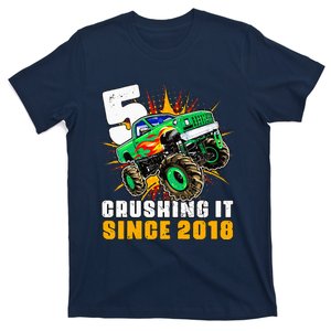 5 Crushing It Since 2018 Monster Truck 5th Birthday T-Shirt