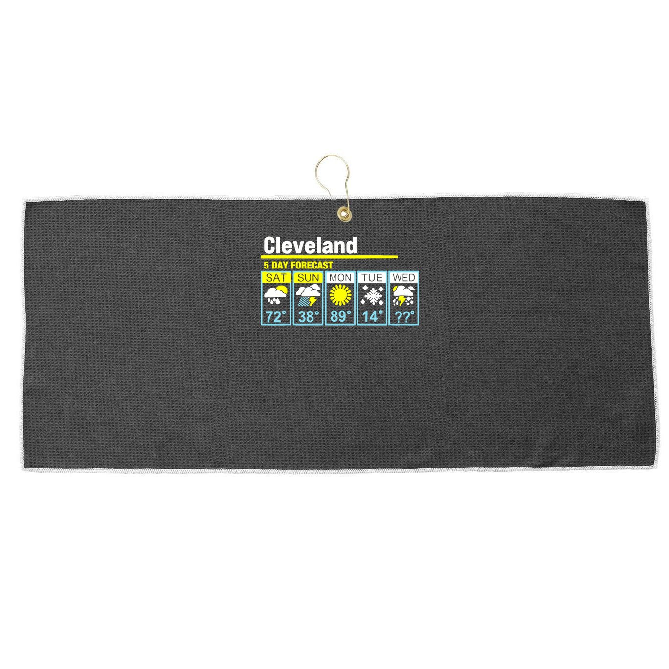 5 Day Forecast Funny Cleveland Large Microfiber Waffle Golf Towel