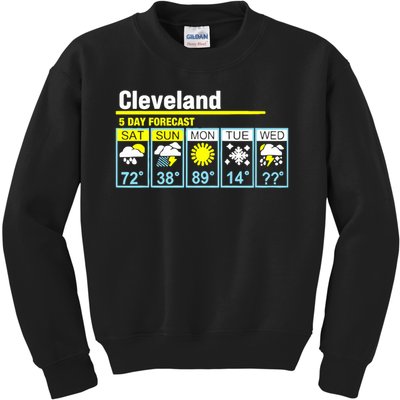 5 Day Forecast Funny Cleveland Kids Sweatshirt