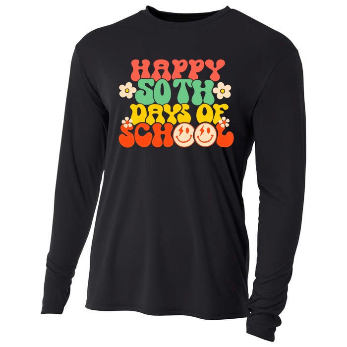 50 Days Happy 50th Day Of School Teacher Students Cooling Performance Long Sleeve Crew